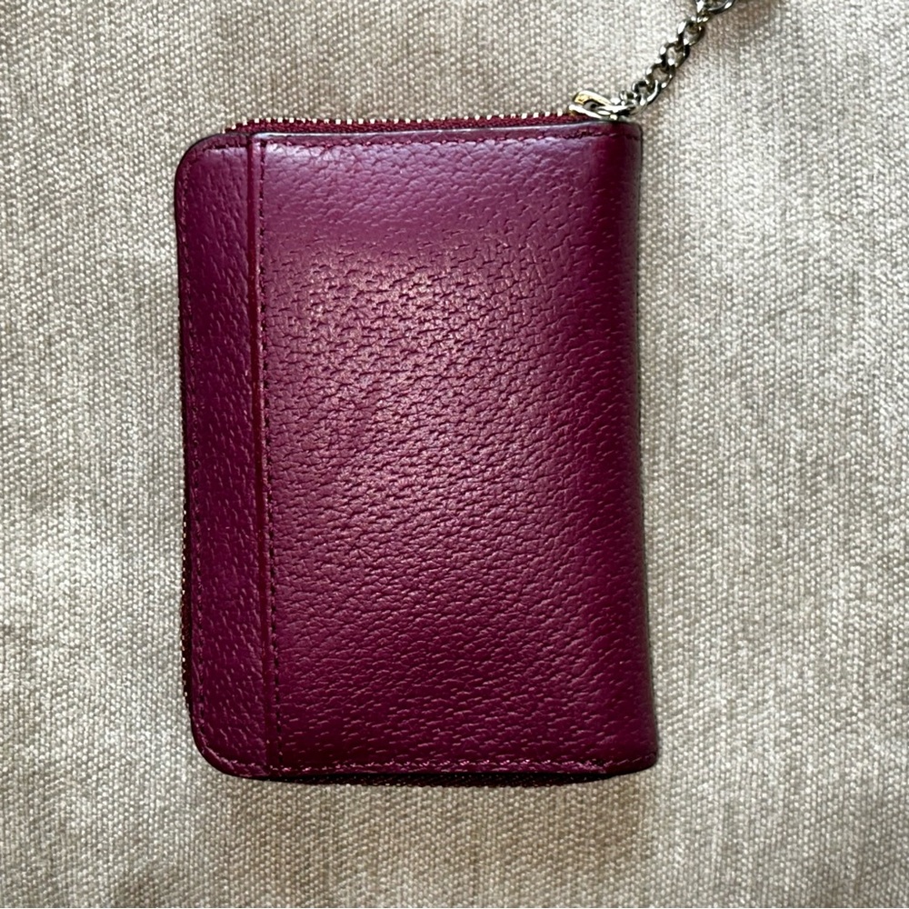 Kate Spade Purple Oxblood Maroon Pebbled Leather Zippered Wallet - Picture 3 of 7